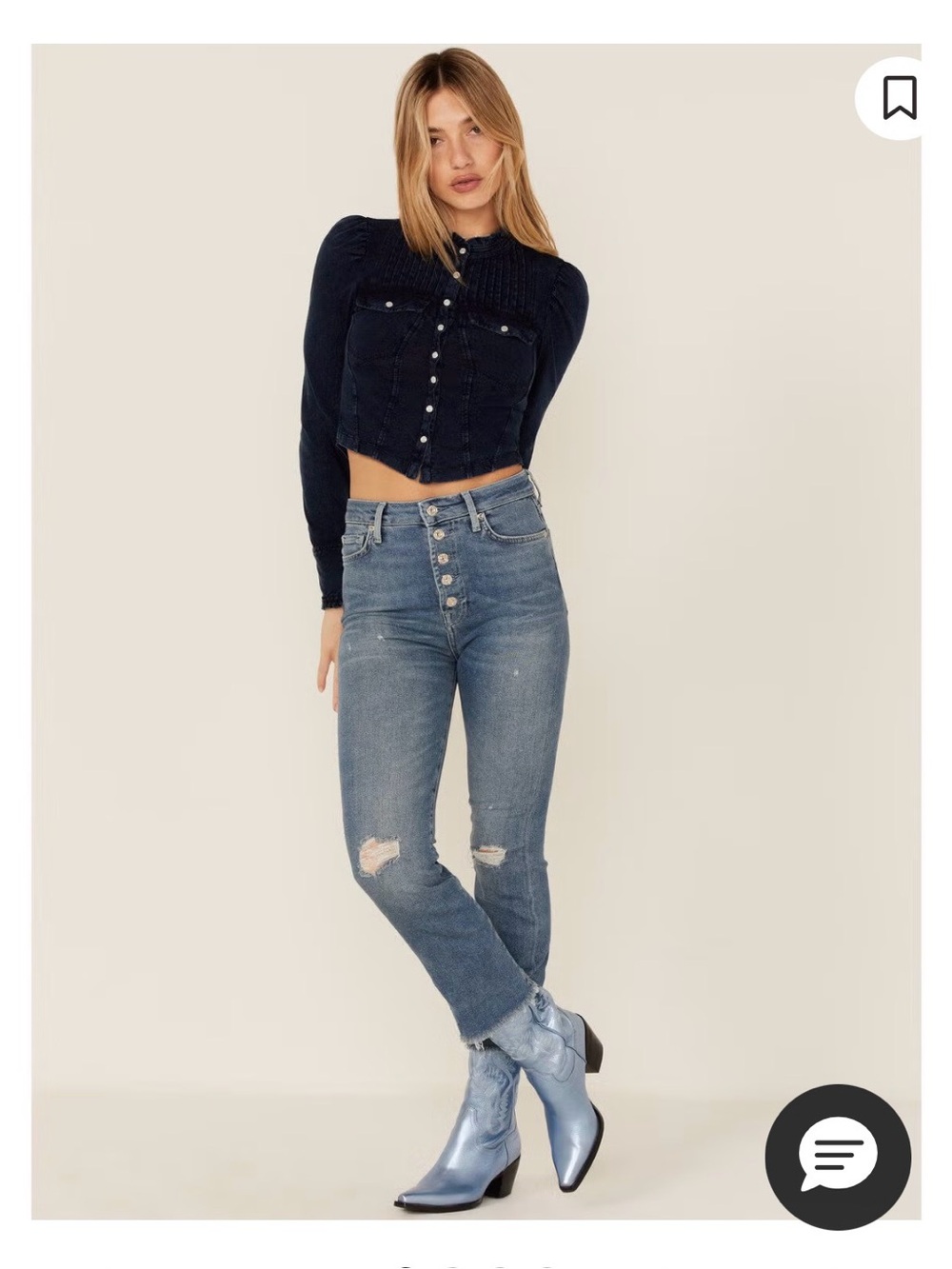 7 For All Mankind High-Rise Distressed Straight Jeans - Blue